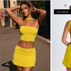 Oh Polly Yellow Two-Piece Skirt Set
